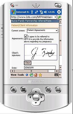 image showing Signature Capture in web form in browser on Pocket PC
